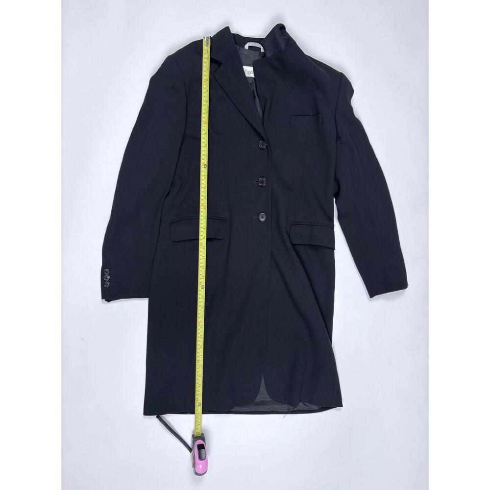 Max Mara Made In Italy Virgin Wool Longline Blazer Coat Black Quiet Luxury 8 - Picture 11 of 16